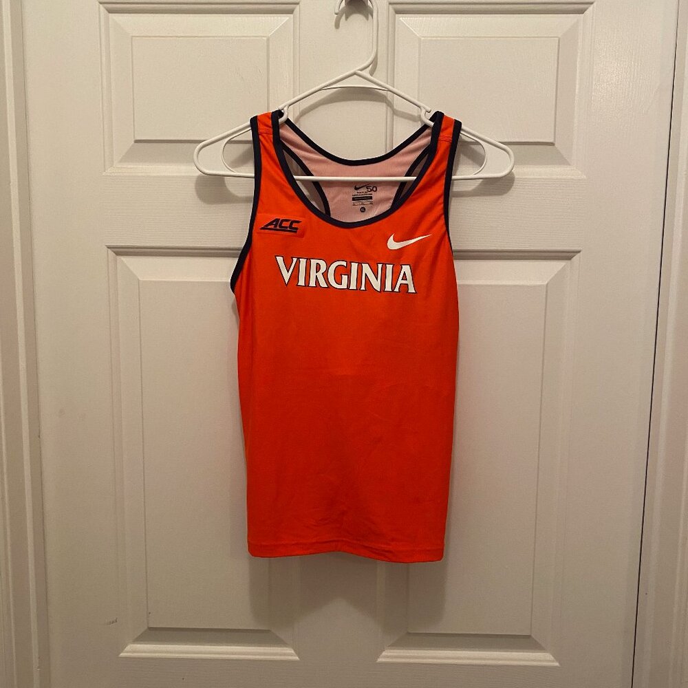 Virginia UVA Cavaliers Women's Track Team Issued Nike Orange White Tank Top XL